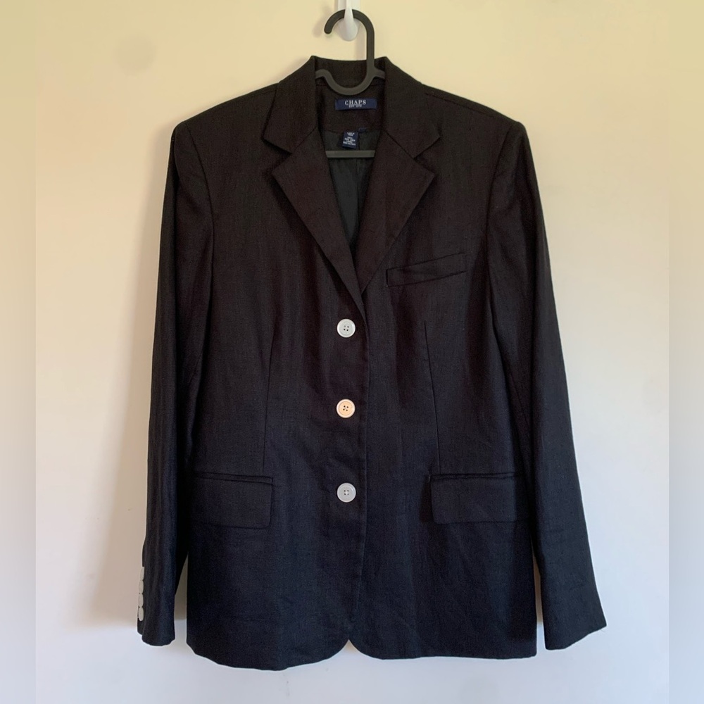 Black Linen Chaps Blazer | Linen Jacket | Women’s Sports Coat | Business Wear